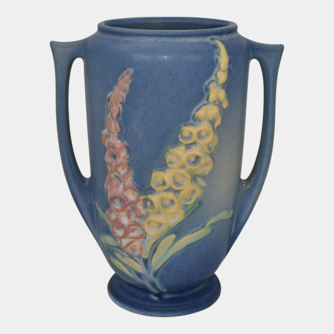 Roseville Foxglove Blue 1942 Mid Century Modern Art Pottery Ceramic Vase 45-7 - Just Art Pottery