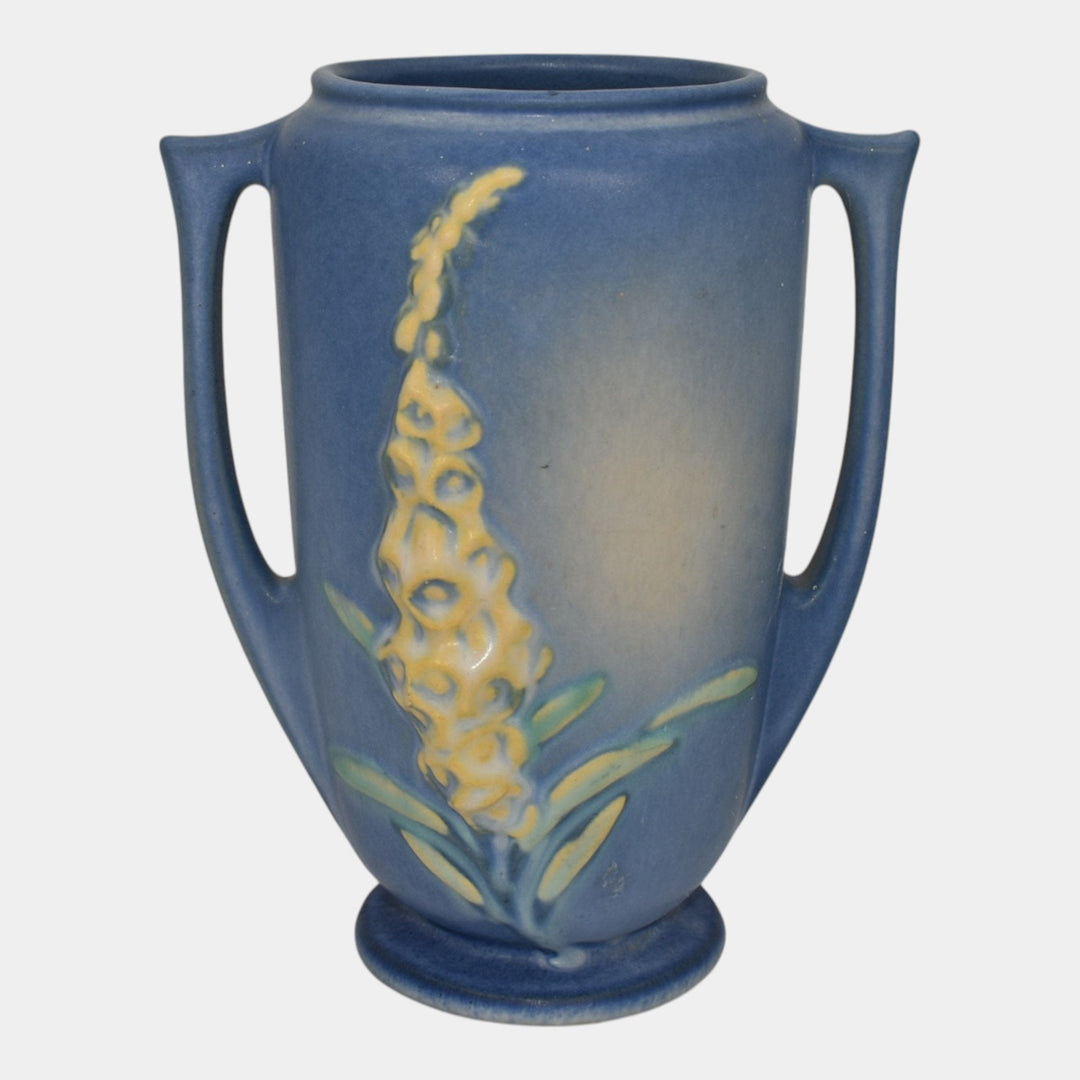 Roseville Foxglove Blue 1942 Mid Century Modern Art Pottery Ceramic Vase 45-7 - Just Art Pottery