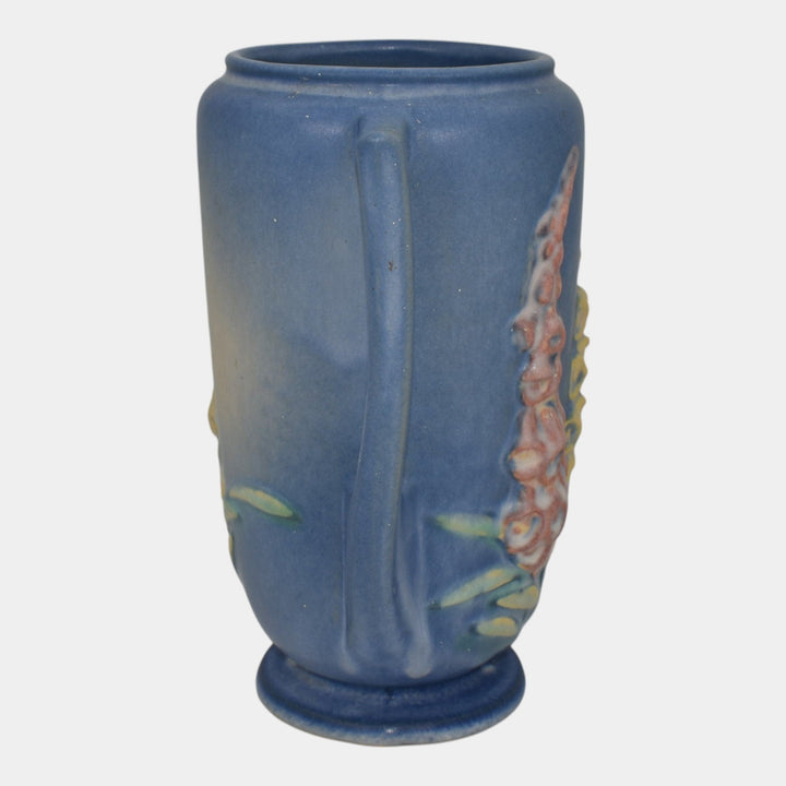 Roseville Foxglove Blue 1942 Mid Century Modern Art Pottery Ceramic Vase 45-7 - Just Art Pottery