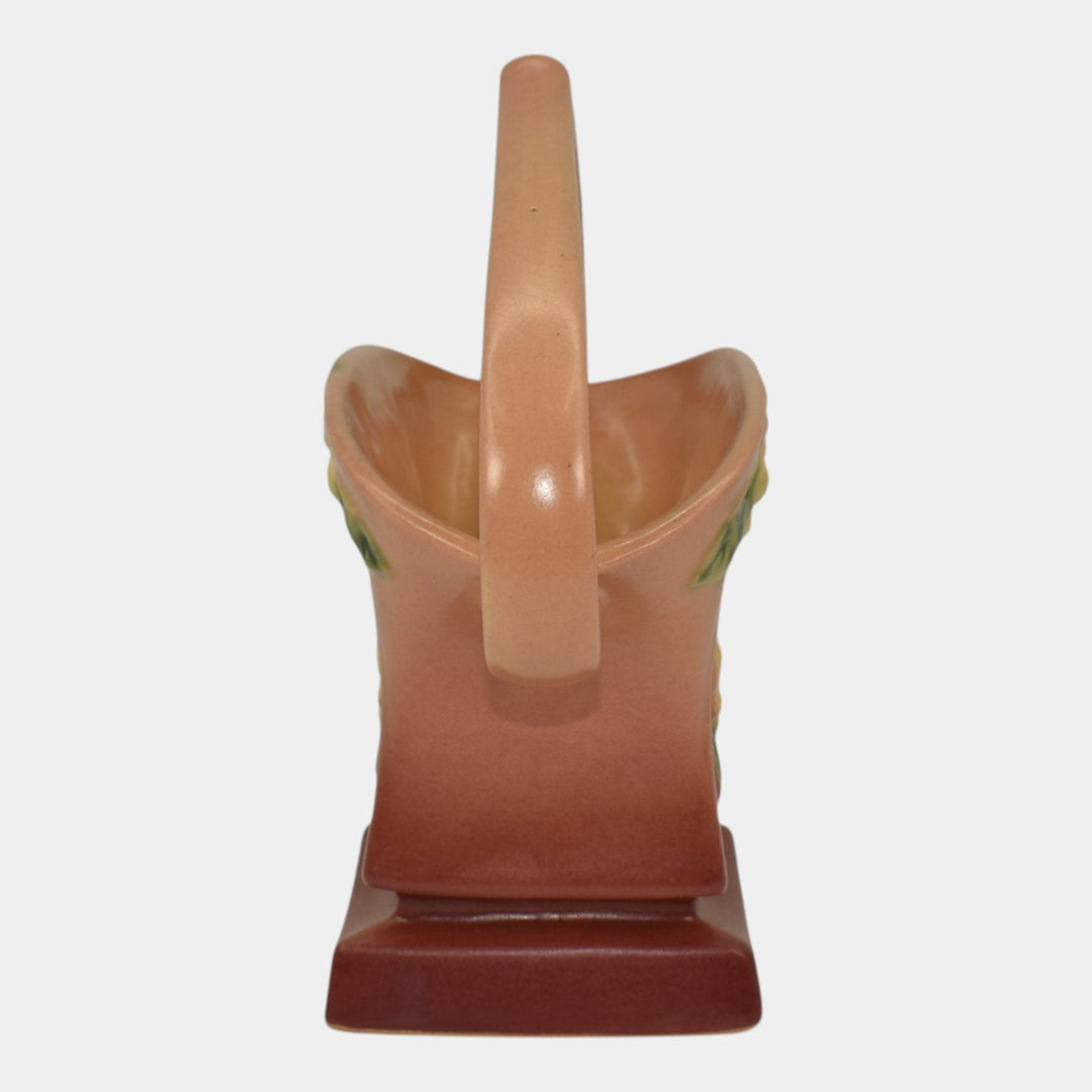 Roseville Snowberry Pink 1947 Mid Century Modern Pottery Ceramic Basket 1BK-7 - Just Art Pottery