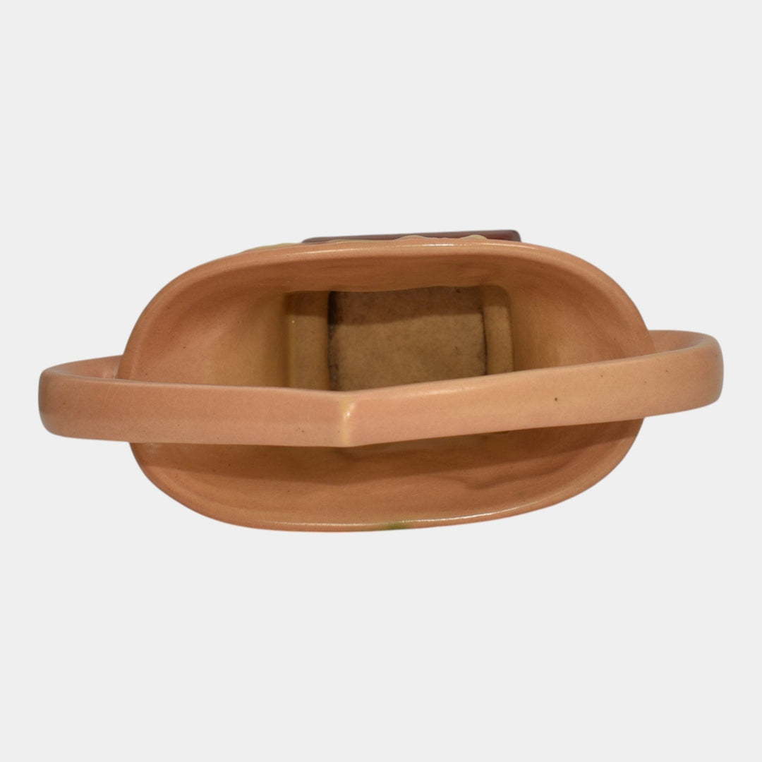 Roseville Snowberry Pink 1947 Mid Century Modern Pottery Ceramic Basket 1BK-7 - Just Art Pottery