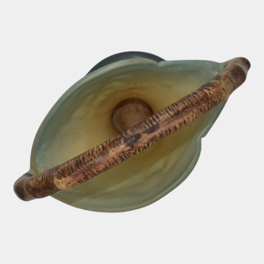 Roseville Apple Blossom Blue 1949 Vintage Art Pottery Ceramic Basket 309-8 - Just Art Pottery