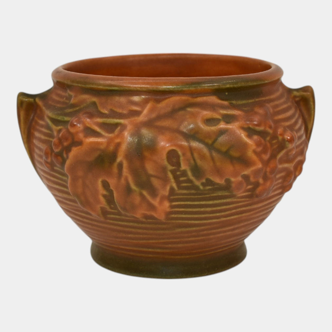 Roseville Bushberry Brown 1941 Vintage Pottery Ceramic Jardiniere Planter 657-3 - Just Art Pottery