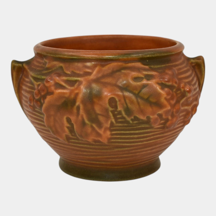 Roseville Bushberry Brown 1941 Vintage Pottery Ceramic Jardiniere Planter 657-3 - Just Art Pottery