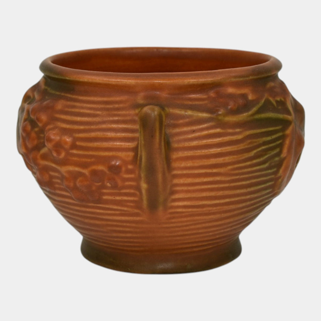 Roseville Bushberry Brown 1941 Vintage Pottery Ceramic Jardiniere Planter 657-3 - Just Art Pottery