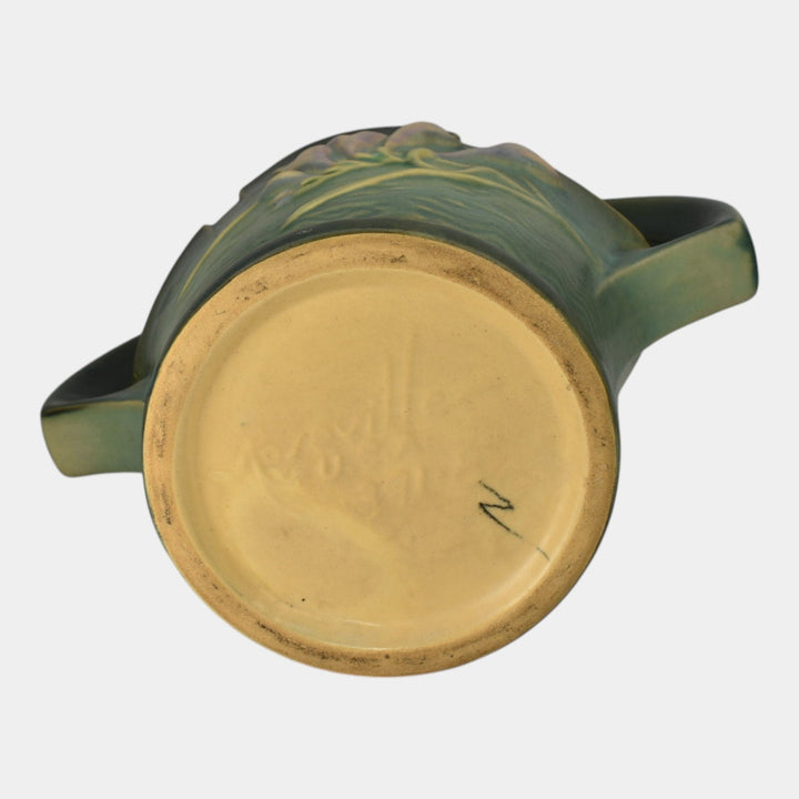 Roseville Freesia Green 1945 Vintage Art Pottery Ceramic Basket 391-8 - Just Art Pottery