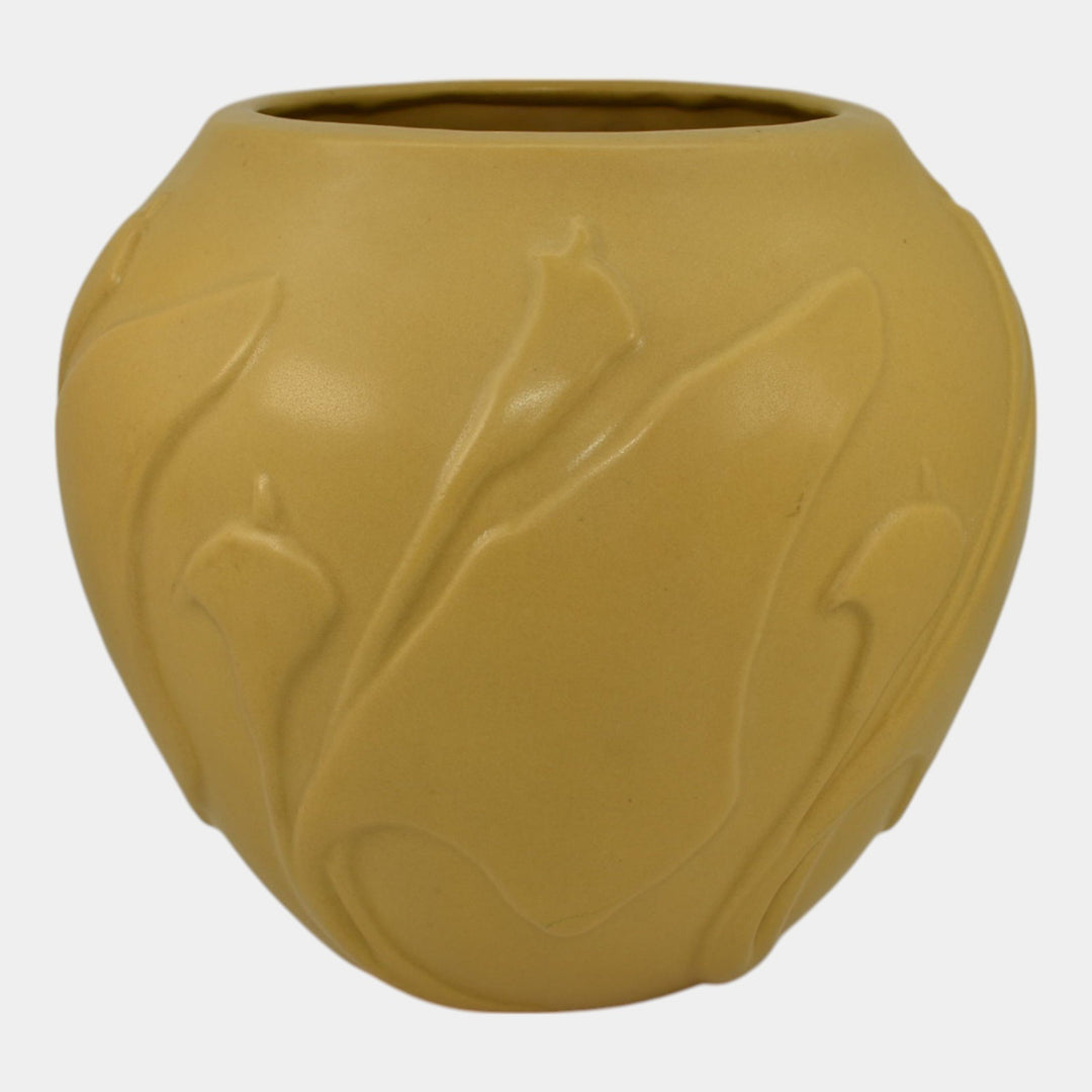 Van Briggle First Firing 2009 Art Nouveau Pottery Yellow Calla Lily Vase - Just Art Pottery