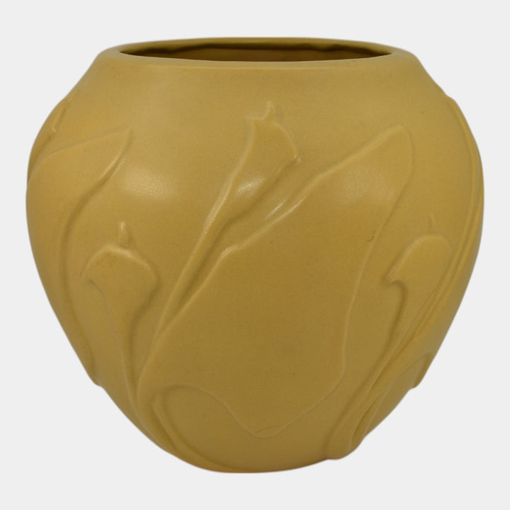 Van Briggle First Firing 2009 Art Nouveau Pottery Yellow Calla Lily Vase - Just Art Pottery