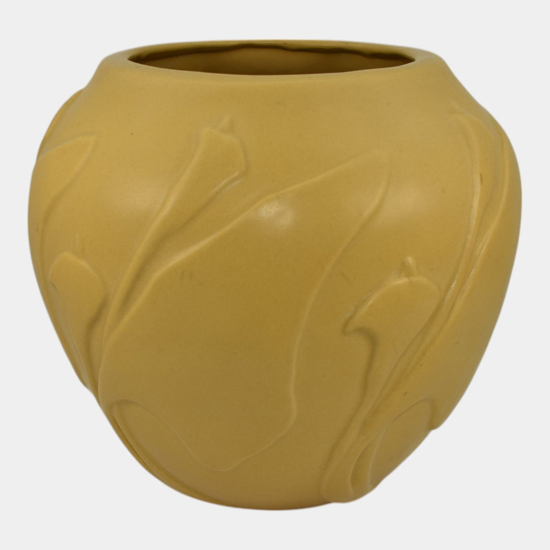 Van Briggle First Firing 2009 Art Nouveau Pottery Yellow Calla Lily Vase - Just Art Pottery