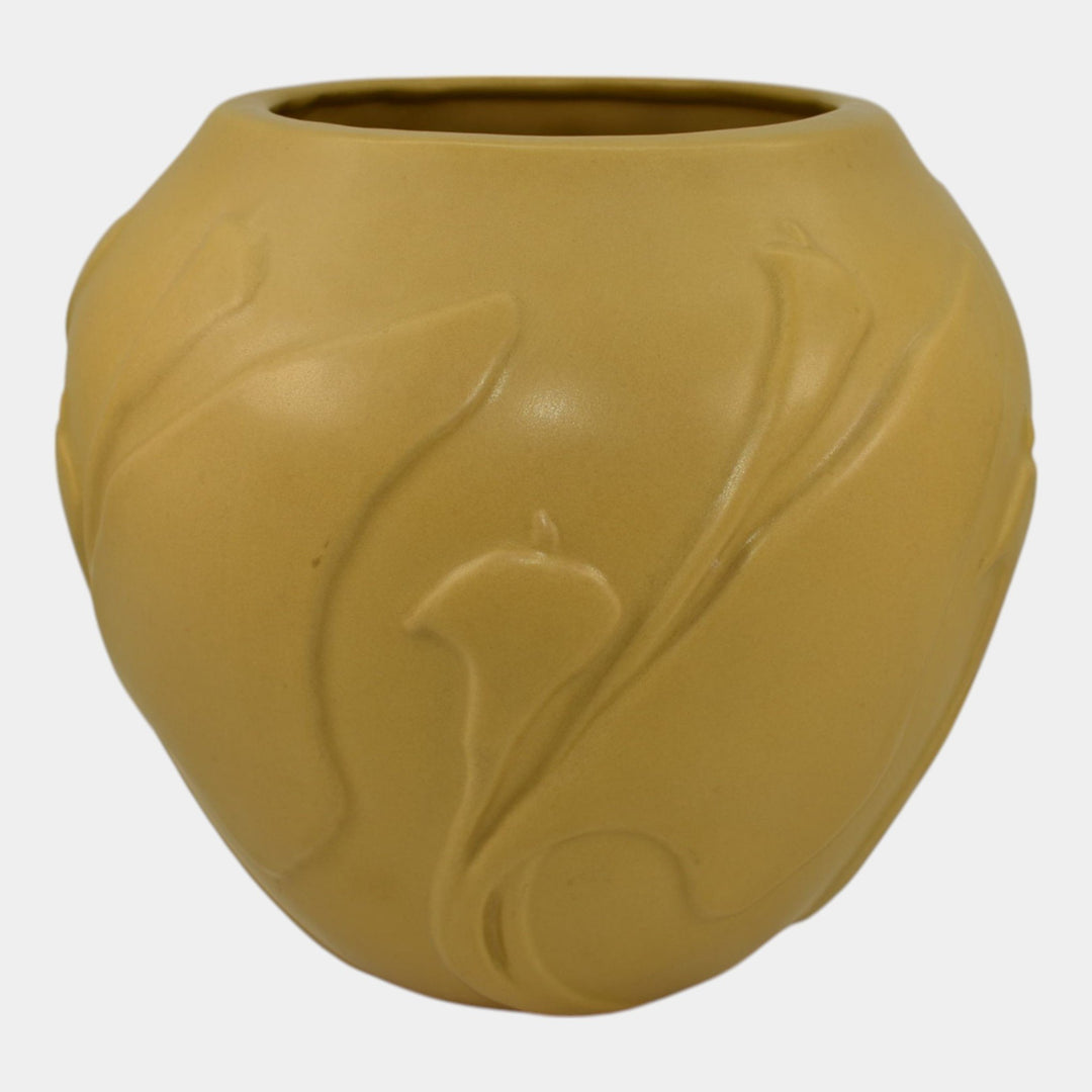 Van Briggle First Firing 2009 Art Nouveau Pottery Yellow Calla Lily Vase - Just Art Pottery