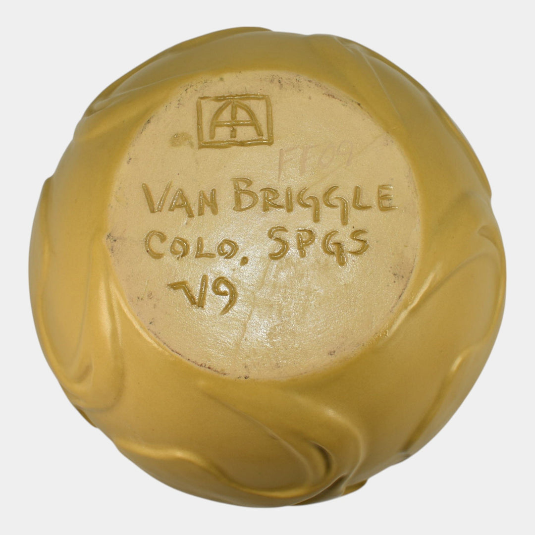 Van Briggle First Firing 2009 Art Nouveau Pottery Yellow Calla Lily Vase - Just Art Pottery