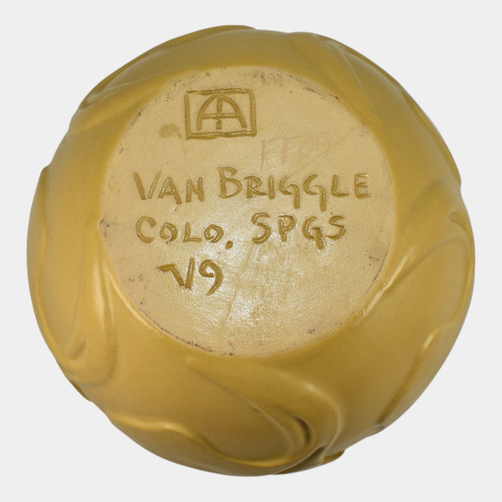 Van Briggle First Firing 2009 Art Nouveau Pottery Yellow Calla Lily Vase - Just Art Pottery