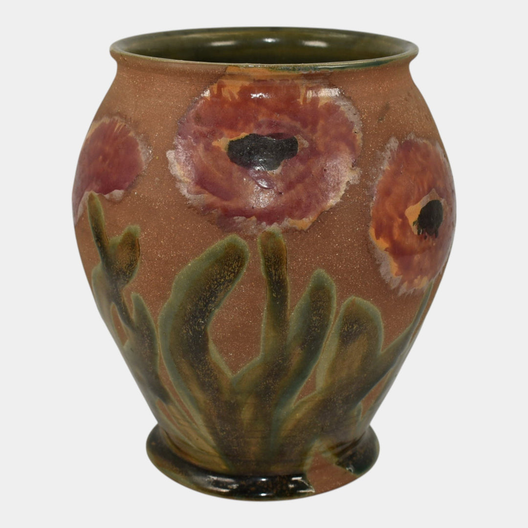 Mark Sucharski Luna Star Van Briggle Pottery Hand Painted Poppy Vase - Just Art Pottery