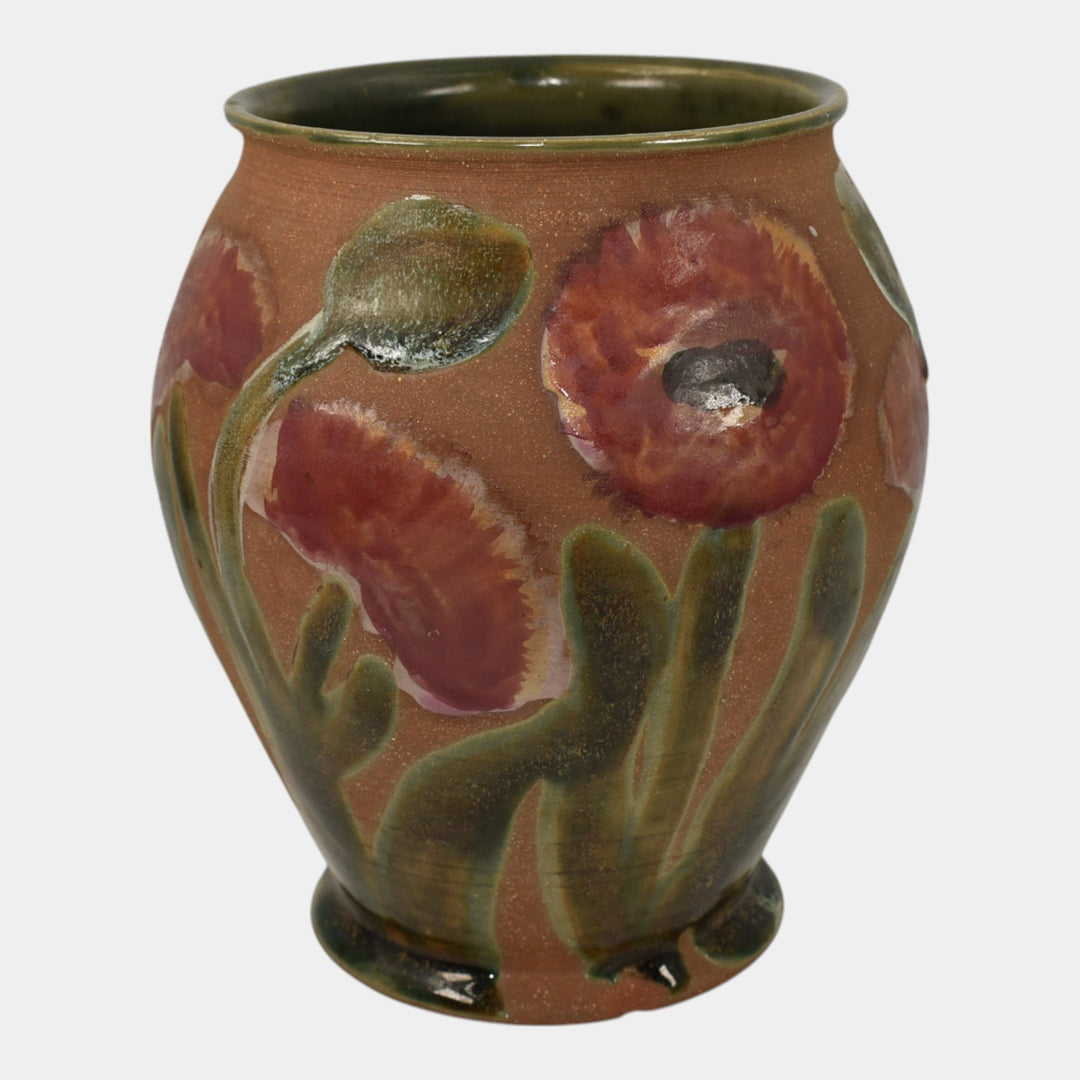 Mark Sucharski Luna Star Van Briggle Pottery Hand Painted Poppy Vase - Just Art Pottery