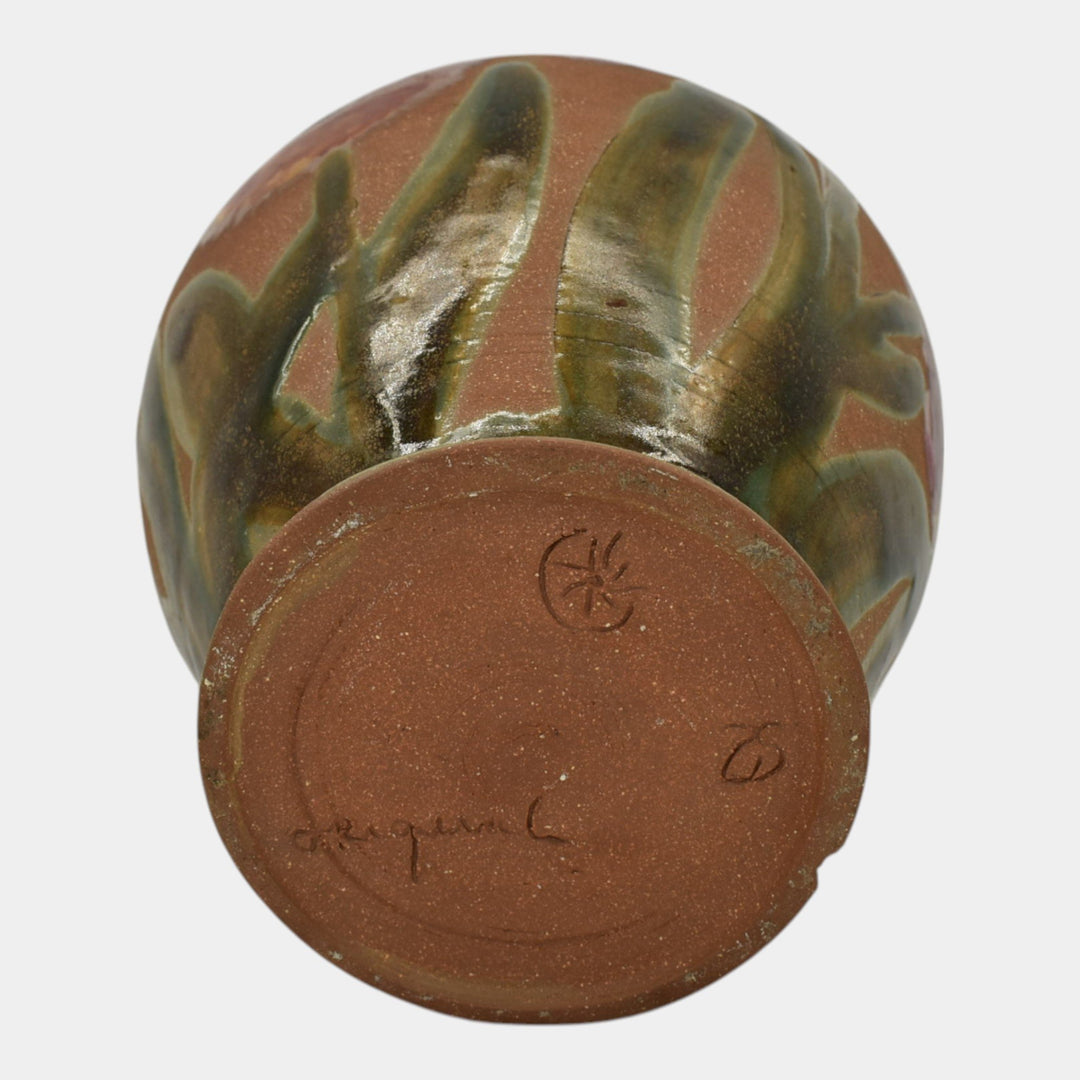 Mark Sucharski Luna Star Van Briggle Pottery Hand Painted Poppy Vase - Just Art Pottery