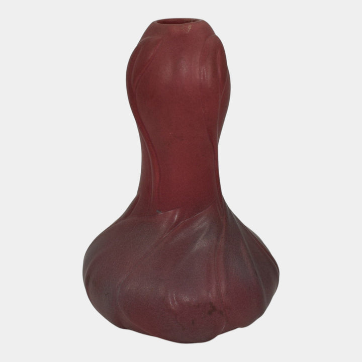 Van Briggle 1940s Vintage Arts And Crafts Pottery Mulberry Ceramic Leaf Vase 666 - Just Art Pottery