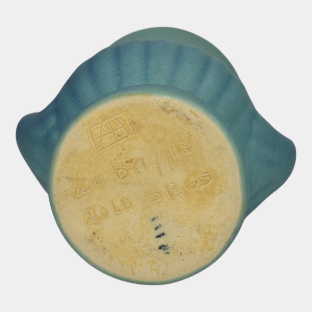 Van Briggle 1950s Vintage Art Deco Pottery Blue Ceramic Vase