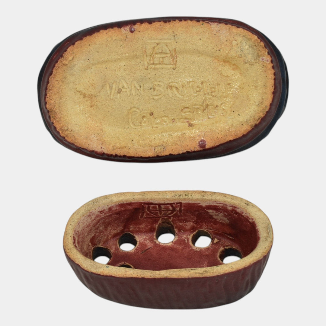 Van Briggle 1920s Vintage Pottery Mulberry Flower Frog Basket