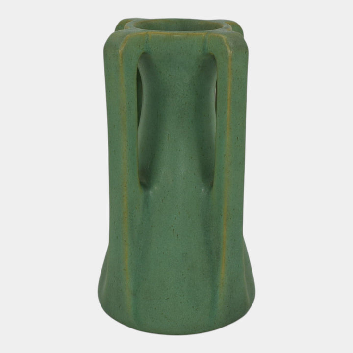 Teco Vintage Arts And Crafts Pottery Matte Green Buttressed Vase 433