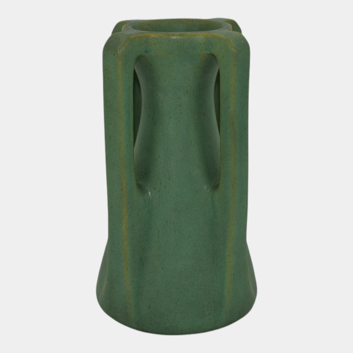 Teco Vintage Arts And Crafts Pottery Matte Green Buttressed Vase 433