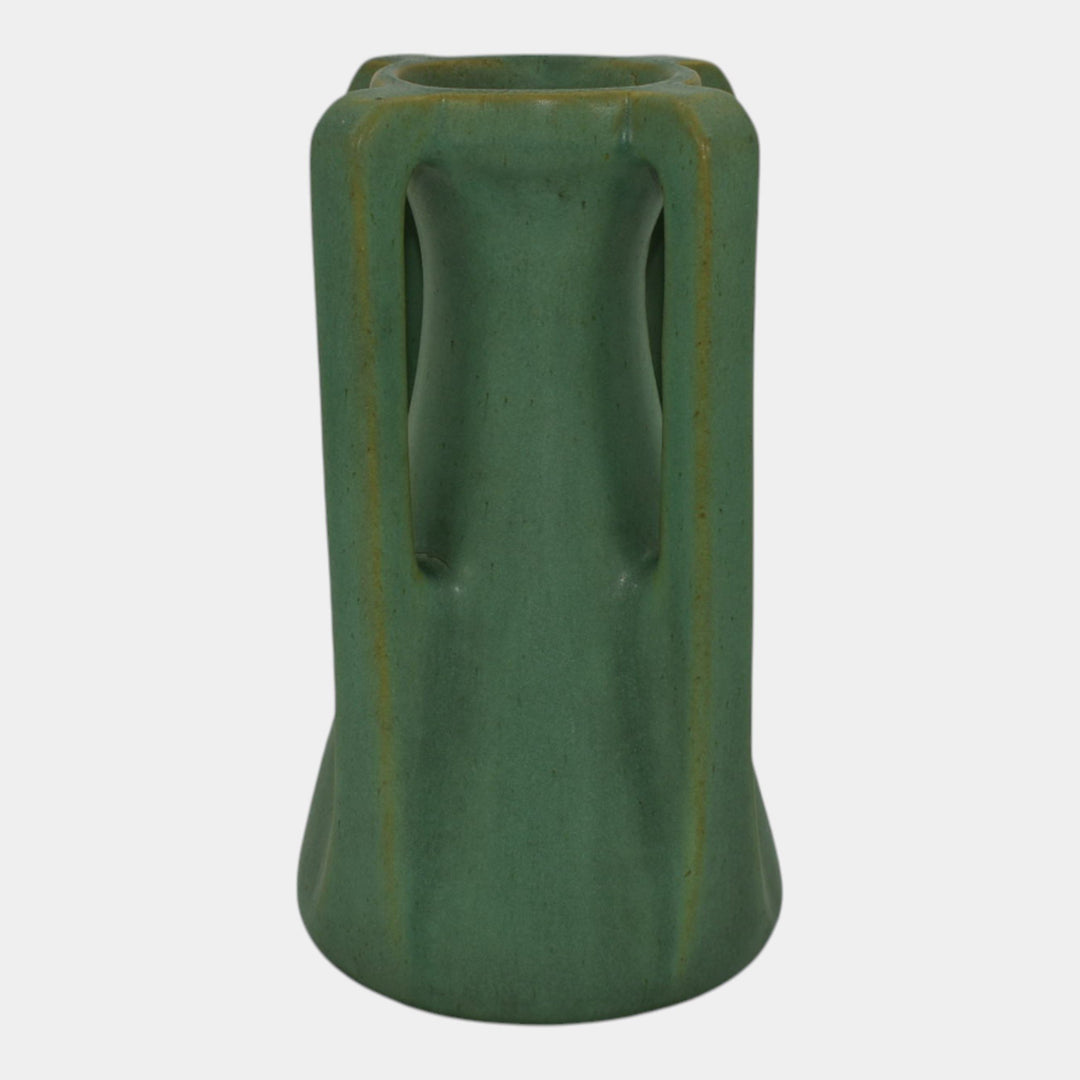Teco Vintage Arts And Crafts Pottery Matte Green Buttressed Vase 433