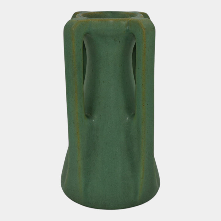 Teco Vintage Arts And Crafts Pottery Matte Green Buttressed Vase 433