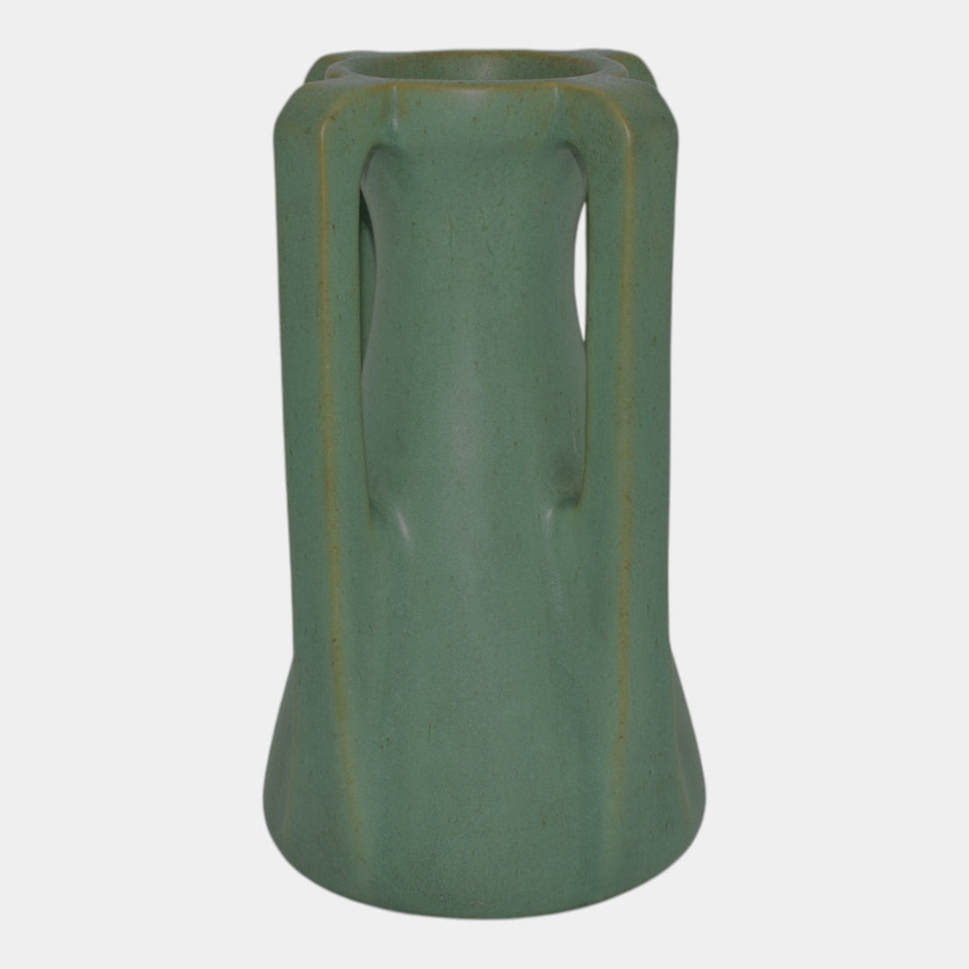 Teco Vintage Arts And Crafts Pottery Matte Green Buttressed Vase 433