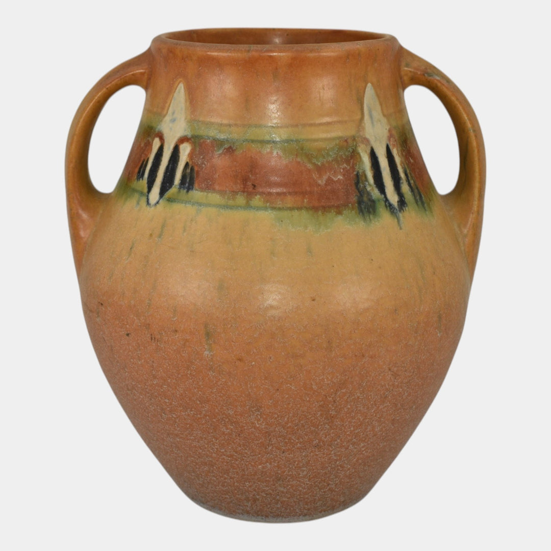 Roseville Montacello Tan 1931 Vintage Arts And Crafts Pottery Vase 564-9 - Just Art Pottery