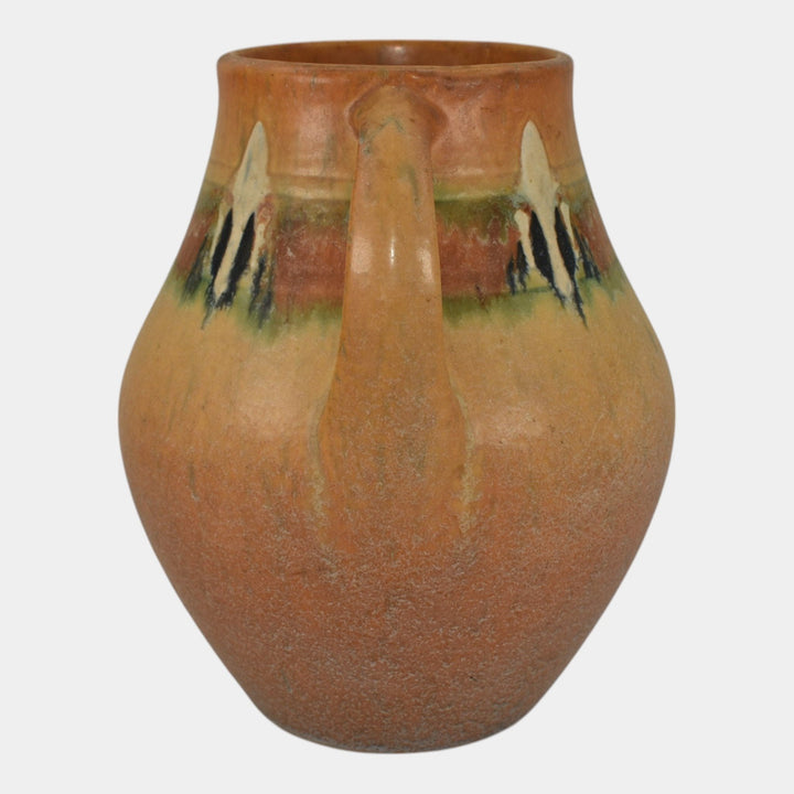Roseville Montacello Tan 1931 Vintage Arts And Crafts Pottery Vase 564-9 - Just Art Pottery
