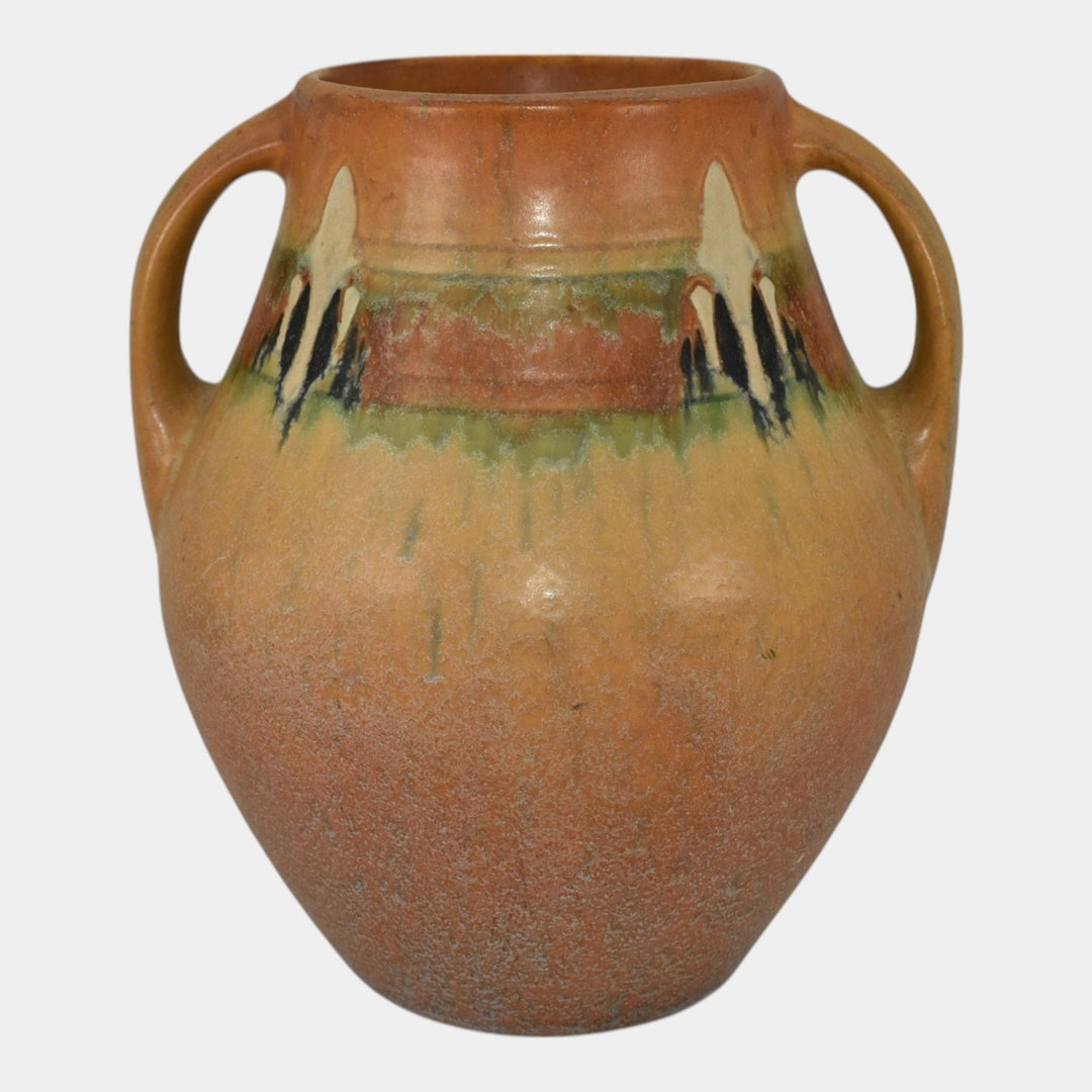 Roseville Montacello Tan 1931 Vintage Arts And Crafts Pottery Vase 564-9 - Just Art Pottery