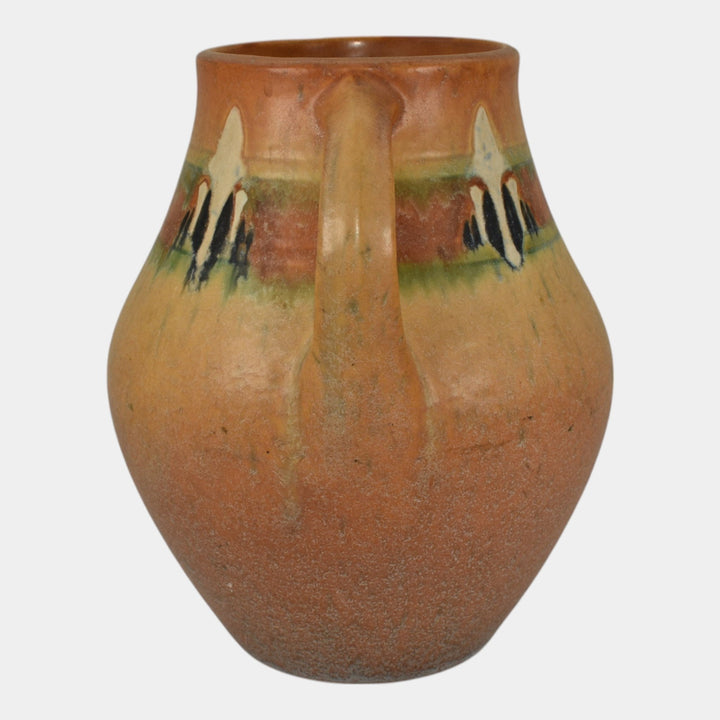 Roseville Montacello Tan 1931 Vintage Arts And Crafts Pottery Vase 564-9 - Just Art Pottery