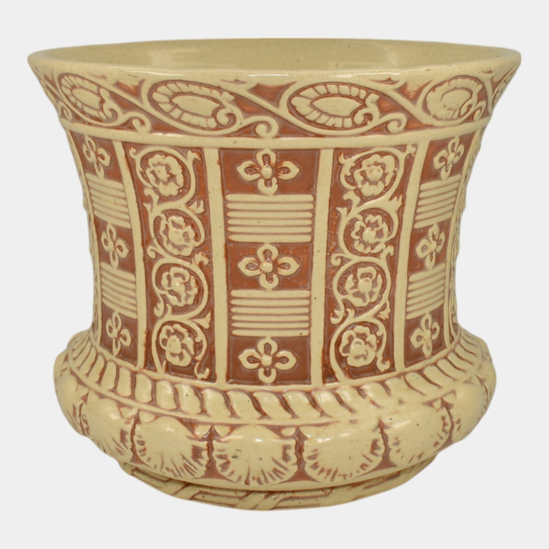 Roseville Old Ivory 1916 Vintage Art Pottery Ceramic Jardiniere Planter - Just Art Pottery