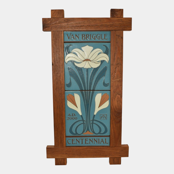 Van Briggle 2000 Vintage Art Pottery Blue Centennial Ceramic Flower Tile - Just Art Pottery