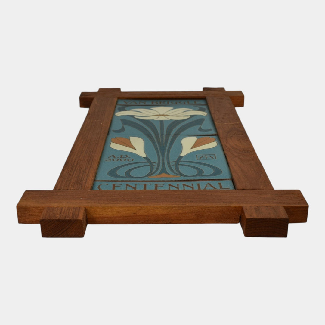 Van Briggle 2000 Vintage Art Pottery Blue Centennial Ceramic Flower Tile - Just Art Pottery