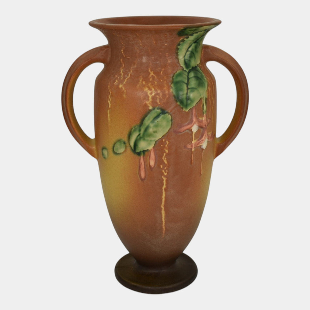 Roseville Fuchsia Brown 1938 Vintage Art Pottery Ceramic Vase 899-9 - Just Art Pottery