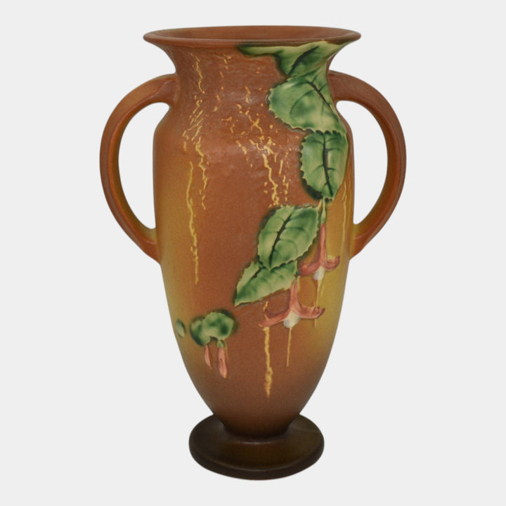 Roseville Fuchsia Brown 1938 Vintage Art Pottery Ceramic Vase 899-9 - Just Art Pottery