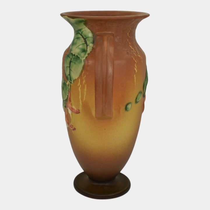 Roseville Fuchsia Brown 1938 Vintage Art Pottery Ceramic Vase 899-9 - Just Art Pottery