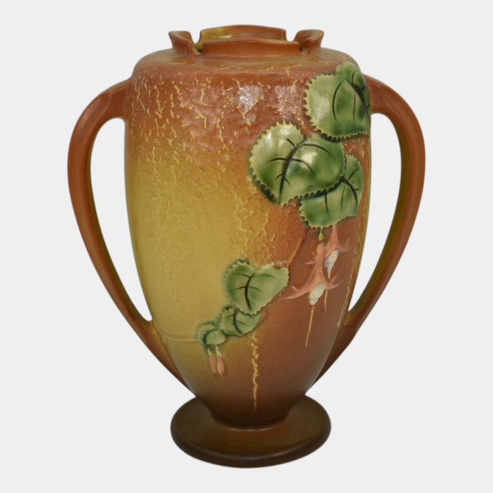 Roseville Fuchsia Brown 1938 Vintage Art Pottery Ceramic Flower Vase 897-8 - Just Art Pottery