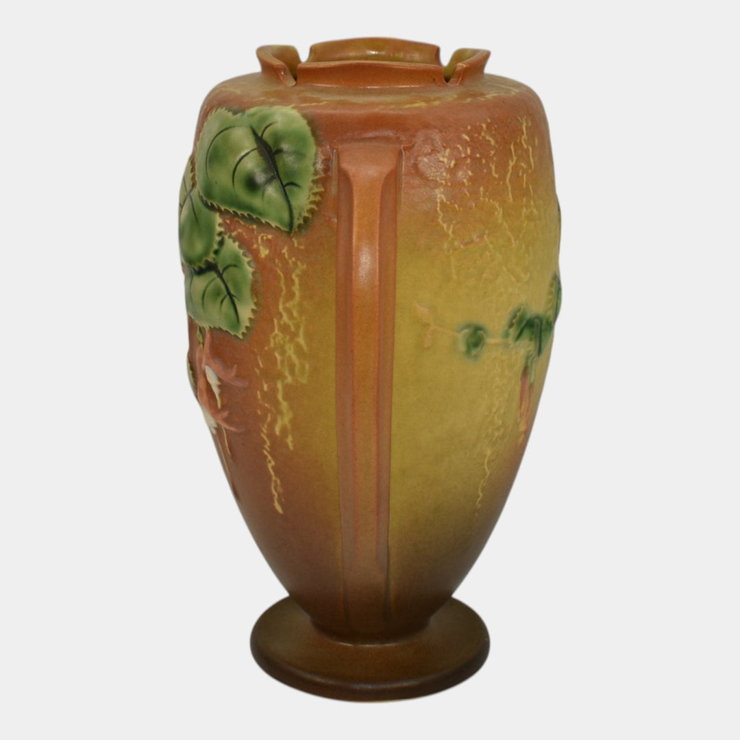 Roseville Fuchsia Brown 1938 Vintage Art Pottery Ceramic Flower Vase 897-8 - Just Art Pottery