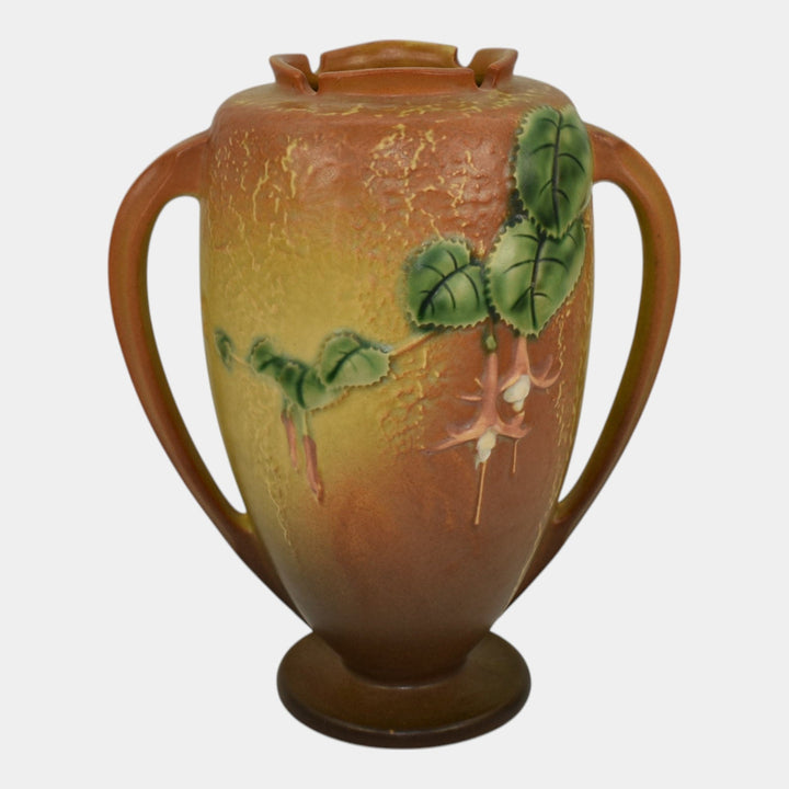 Roseville Fuchsia Brown 1938 Vintage Art Pottery Ceramic Flower Vase 897-8 - Just Art Pottery