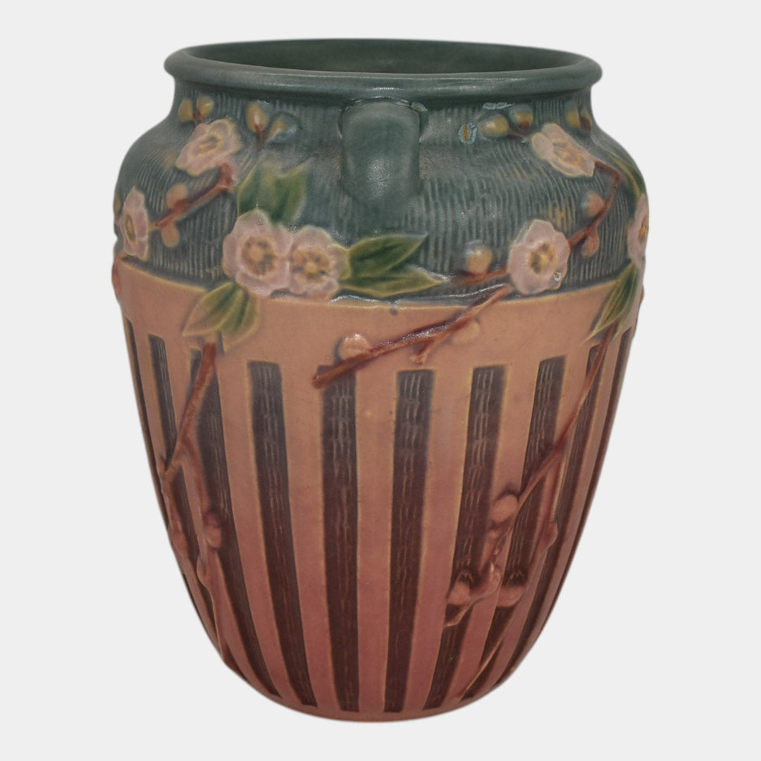 Roseville Cherry Blossom Pink 1933 Vintage Art Deco Pottery Ceramic Vase 623-7 - Just Art Pottery