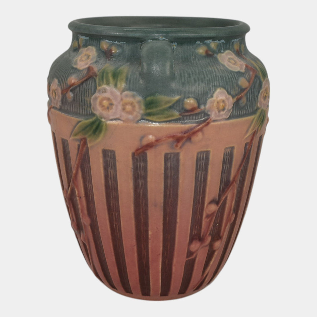 Roseville Cherry Blossom Pink 1933 Vintage Art Deco Pottery Ceramic Vase 623-7 - Just Art Pottery