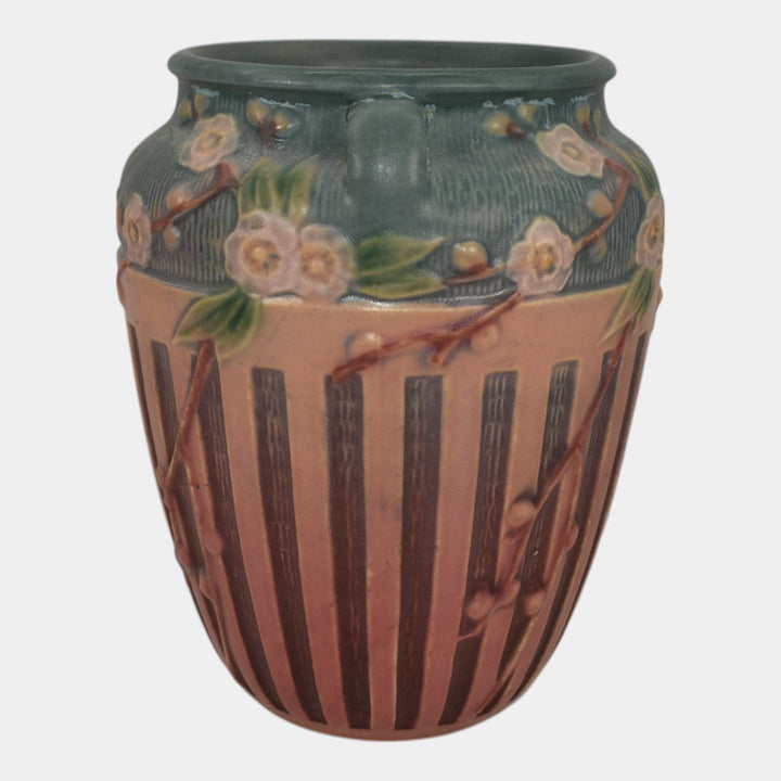 Roseville Cherry Blossom Pink 1933 Vintage Art Deco Pottery Ceramic Vase 623-7 - Just Art Pottery