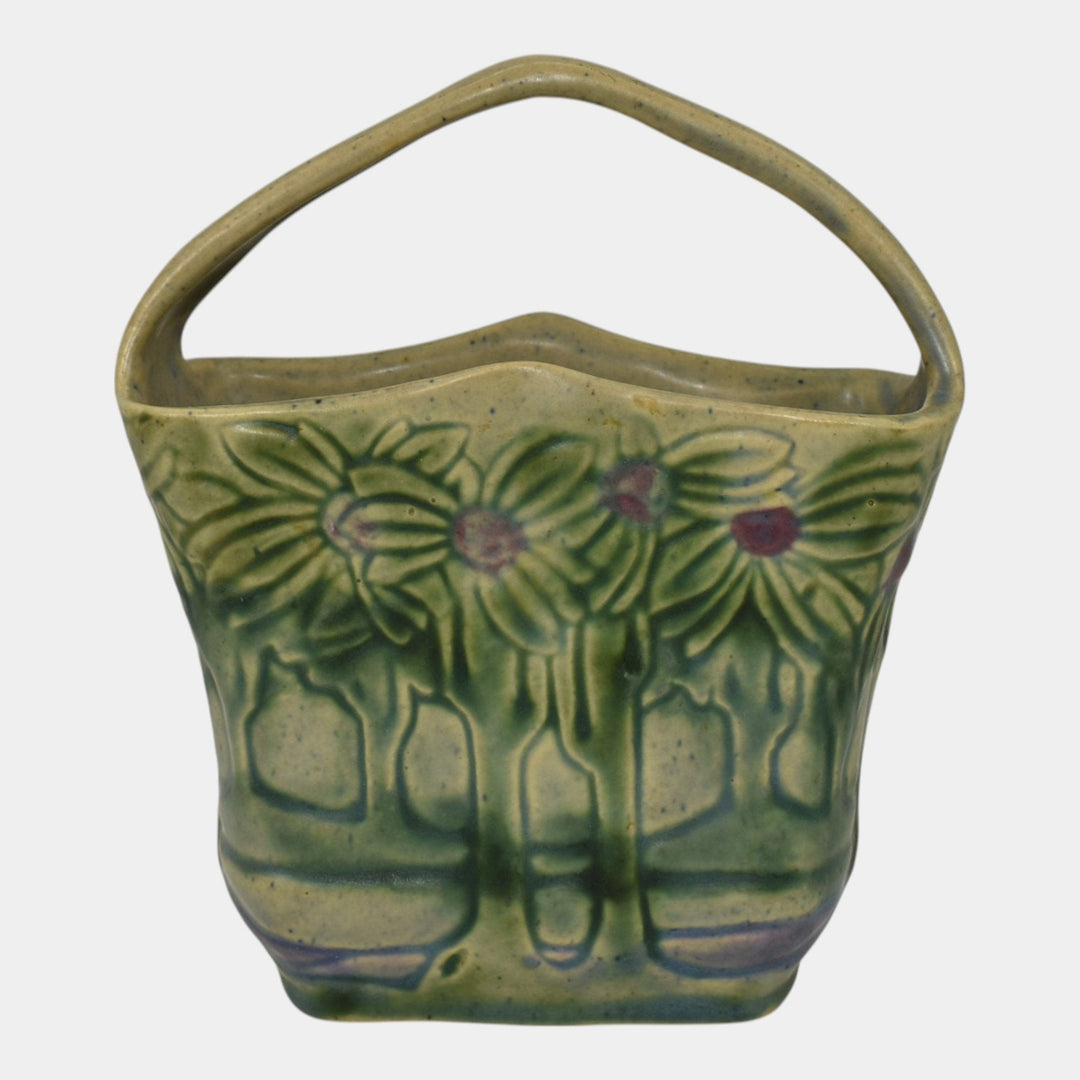 Roseville Vista 1920 Vintage Arts And Crafts Pottery Basket 257-6