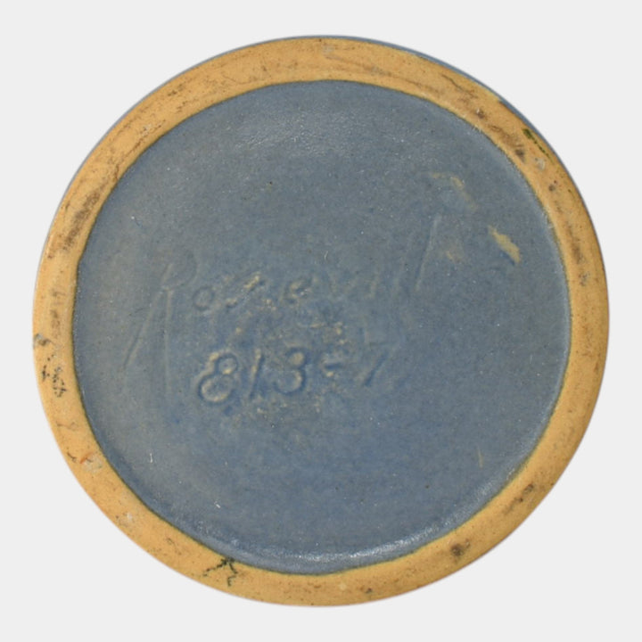 Roseville Thornapple Blue 1937 Vintage Art Deco Pottery Ceramic Bud Vase 813-7 - Just Art Pottery