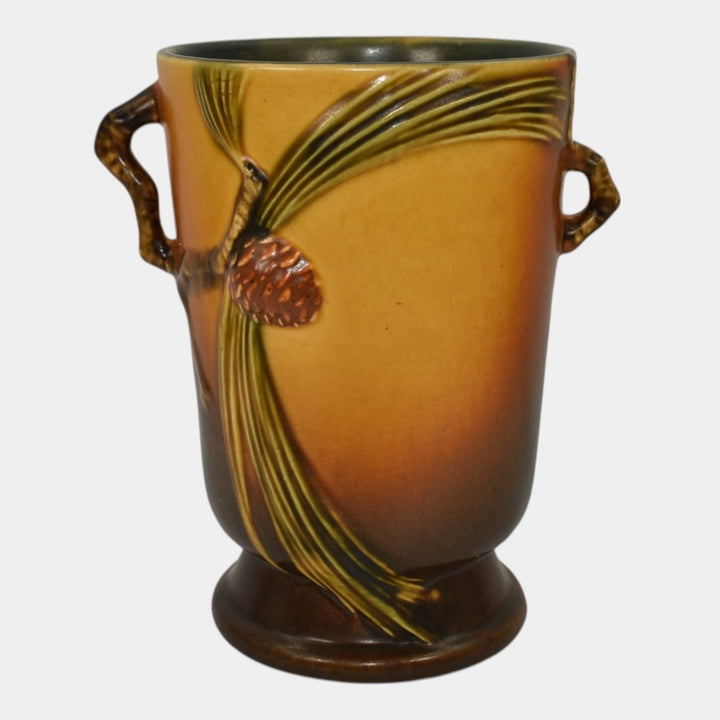 Roseville Pine Cone Brown 1936 Vintage Art Pottery Ceramic Flower Vase 704-7