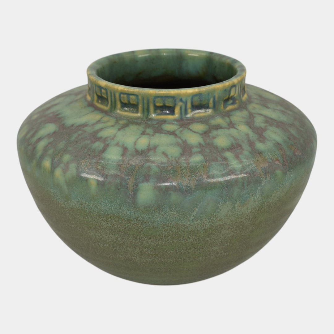 Roseville Imperial II 1930 Vintage Art Deco Pottery Mottled Green Vase 200-4 - Just Art Pottery