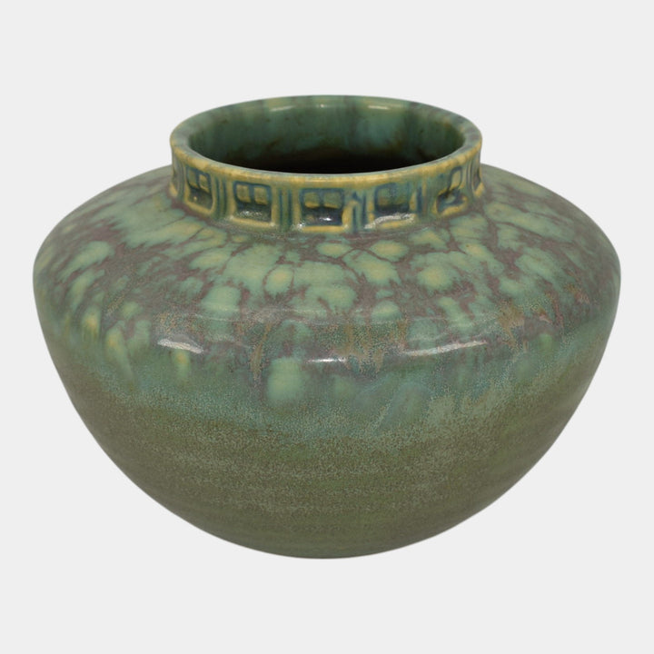 Roseville Imperial II 1930 Vintage Art Deco Pottery Mottled Green Vase 200-4 - Just Art Pottery