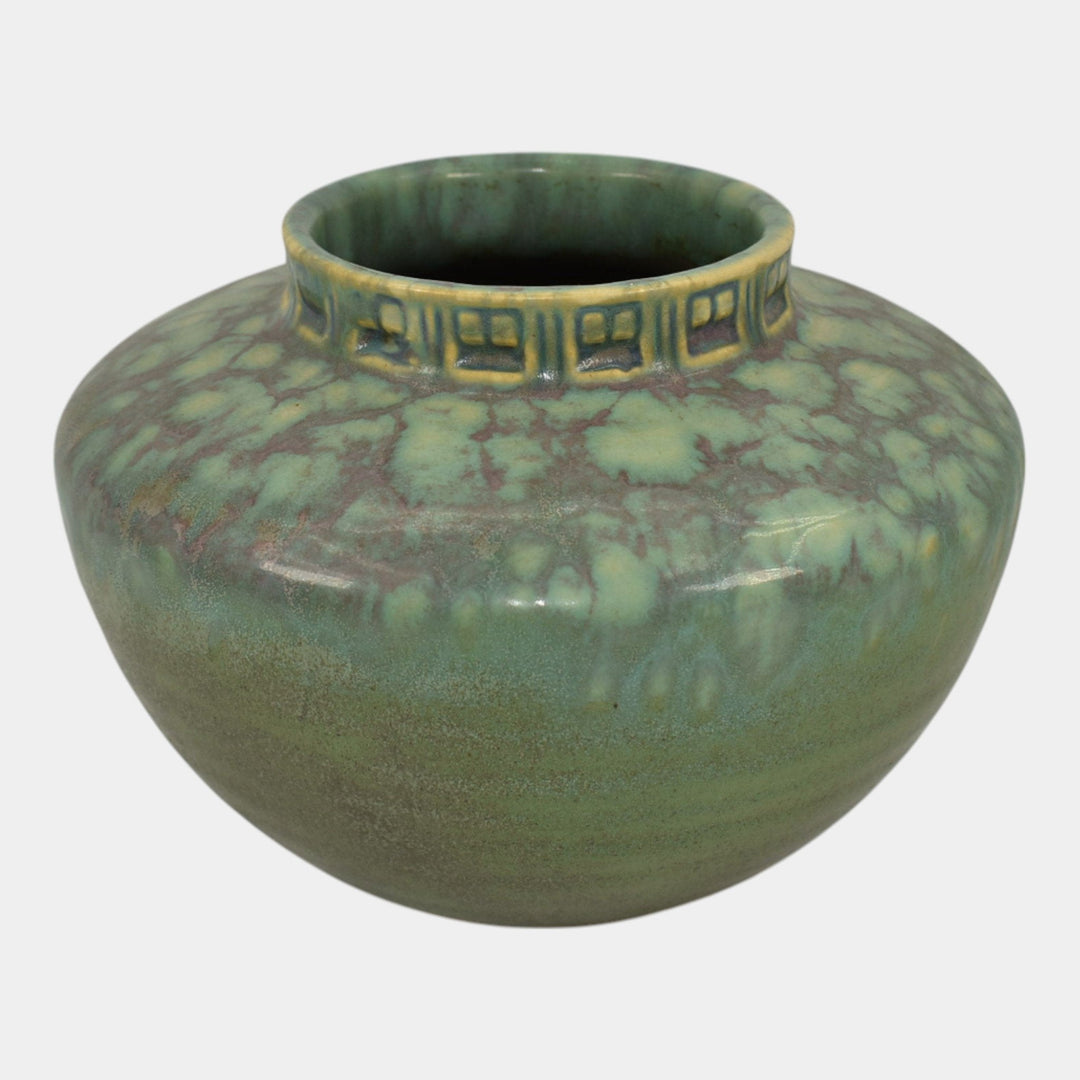 Roseville Imperial II 1930 Vintage Art Deco Pottery Mottled Green Vase 200-4 - Just Art Pottery