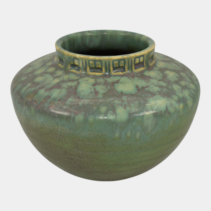 Roseville Imperial II 1930 Vintage Art Deco Pottery Mottled Green Vase 200-4 - Just Art Pottery
